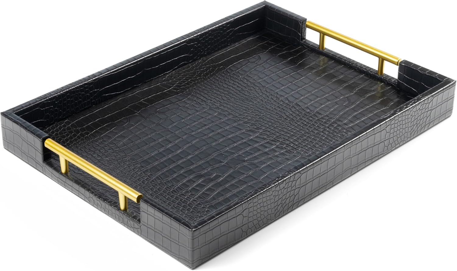 17 x 12 Wood Serving Tray with Gold Handles for All Occasions