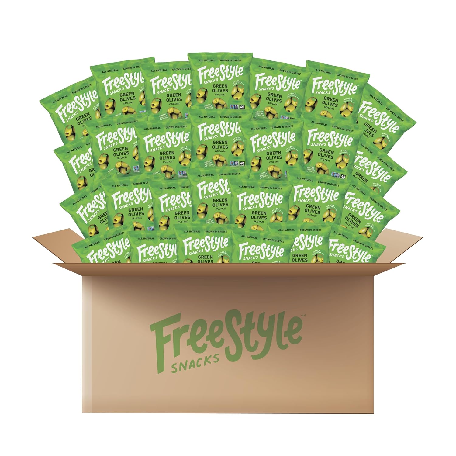 Freestyle Snacks Olive Snack Packs - Jumbo Green Olives Party Pack