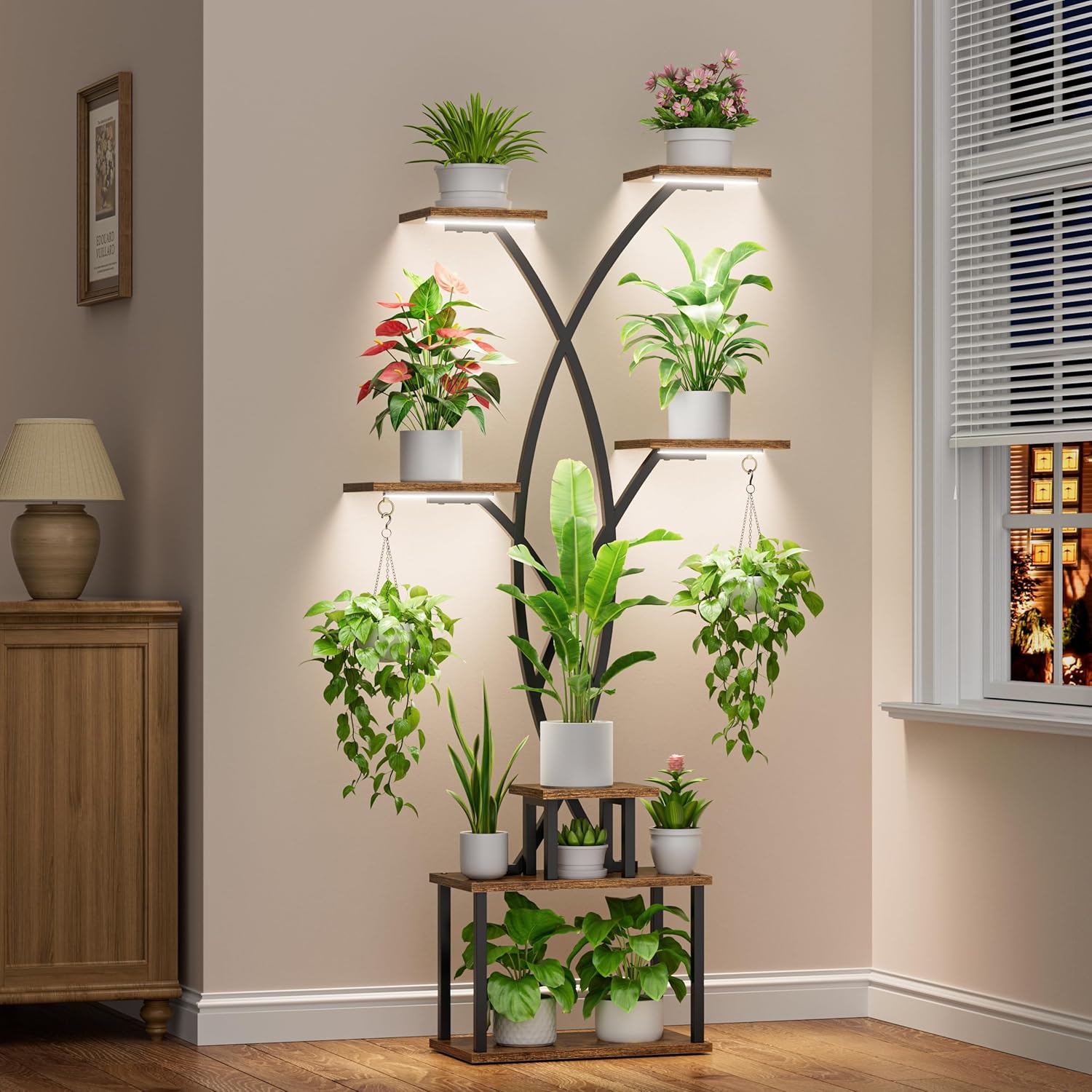 Plant Stand Indoor with Grow Lights - 66in Tall 7 Tiered Shelf