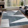 Washable Modern Area Rug 5x7 Geometric Rug for Living Room - Low Pile