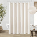90 Inch Linen Shower Curtain 72x90 - Neutral Extra Long Bath Drapes