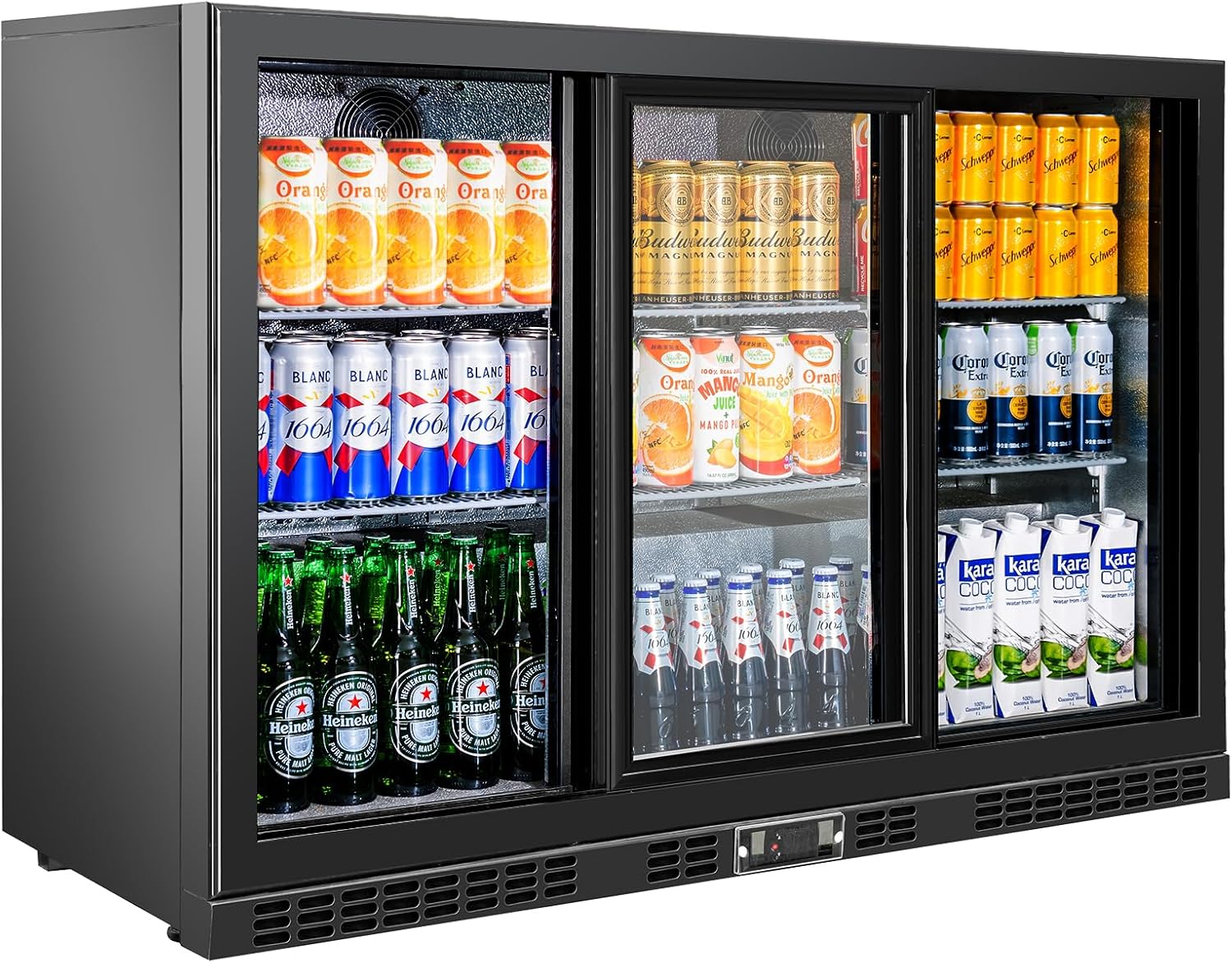 Back Bar Cooler with 3 Sliding Glass Doors for Drinks Storage