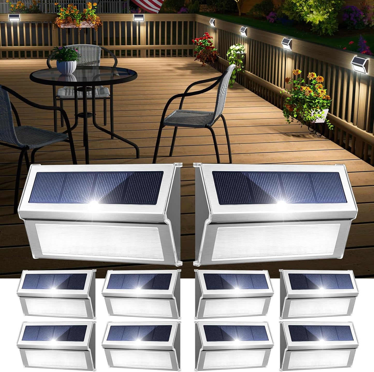 JSOT Solar Step Deck Lights - 10Pack Waterproof Outdoor Lights