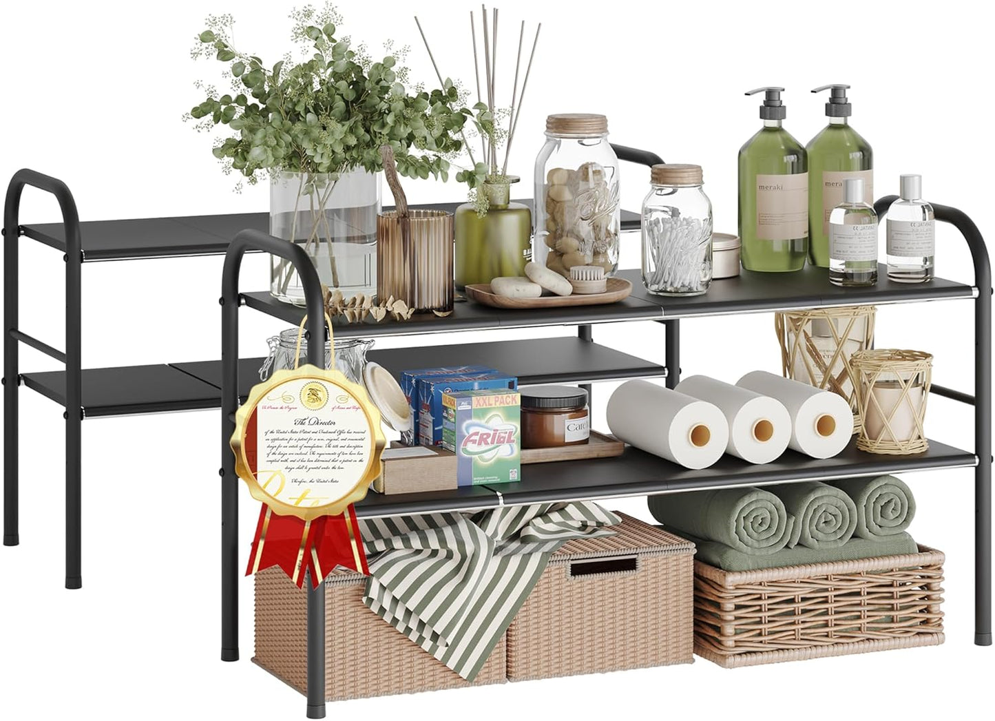 Expandable Under Sink Organizers for Kitchen and Bathroom Storage