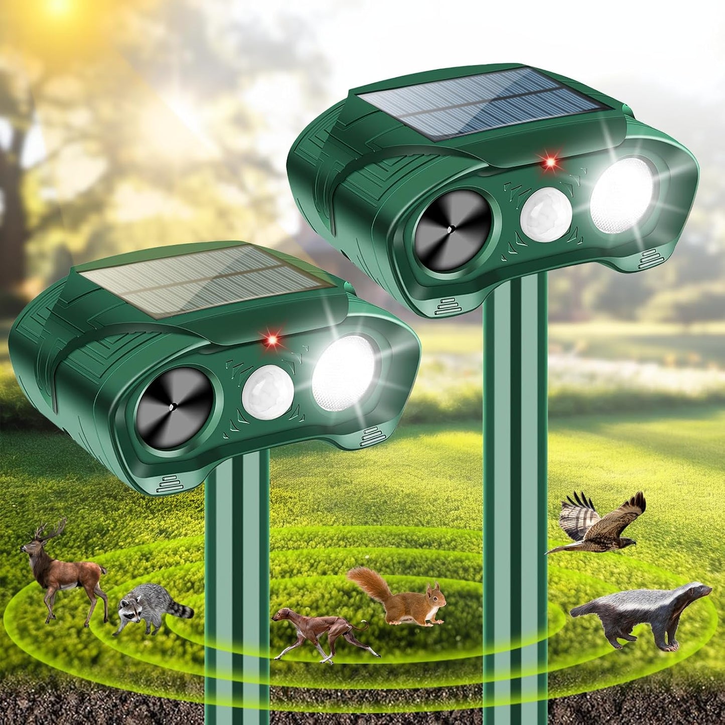Ultrasonic Animal Repeller for Outdoor Use with Motion Sensor