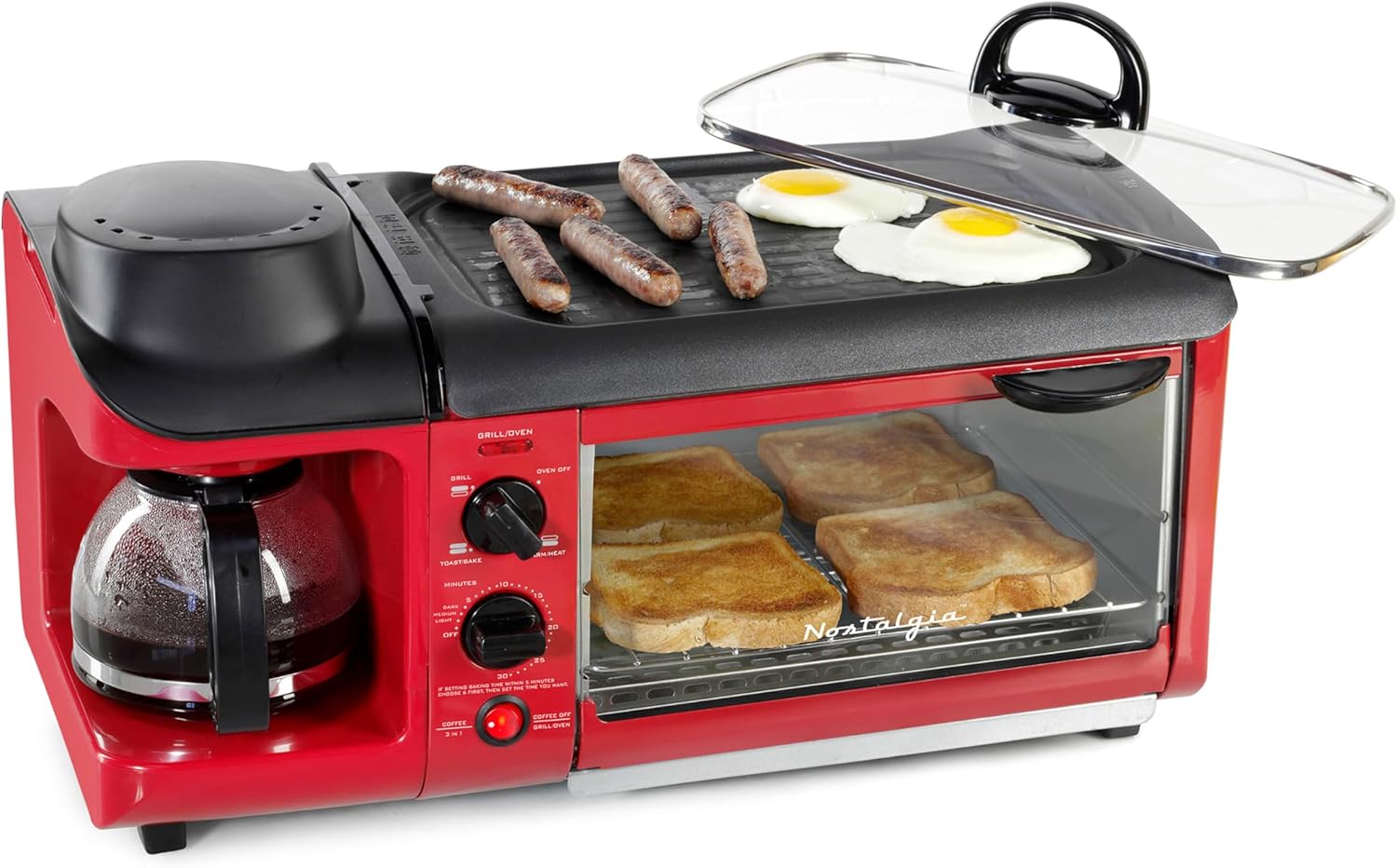 3-in-1 Breakfast Station - All-in-One Morning Magic - Red