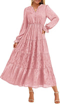 Fall Wedding Guest Dresses for Women 2025 - Long Sleeve Ruffle Maxi
