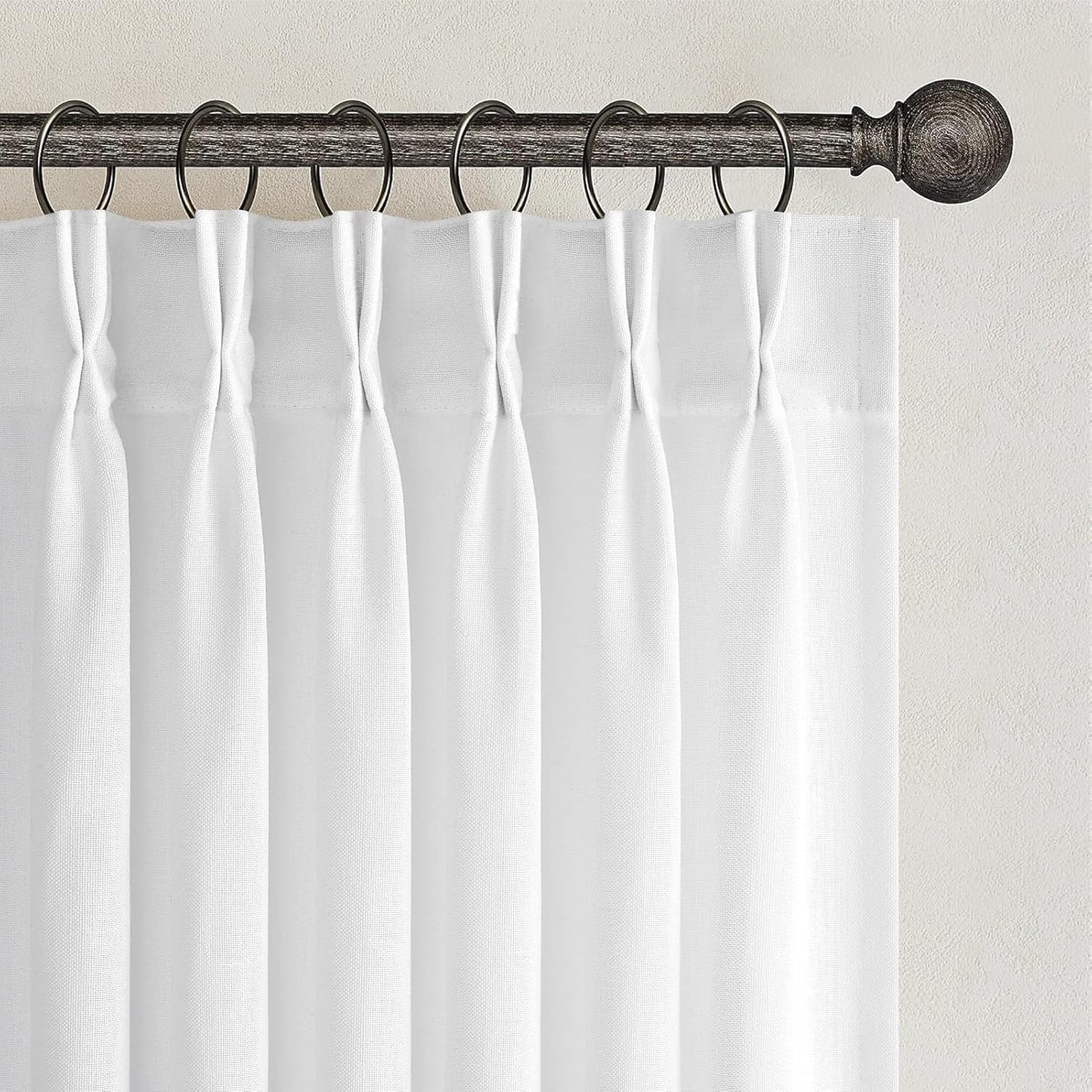 Beige White Pinch Pleated Linen Curtains for Modern Spaces
