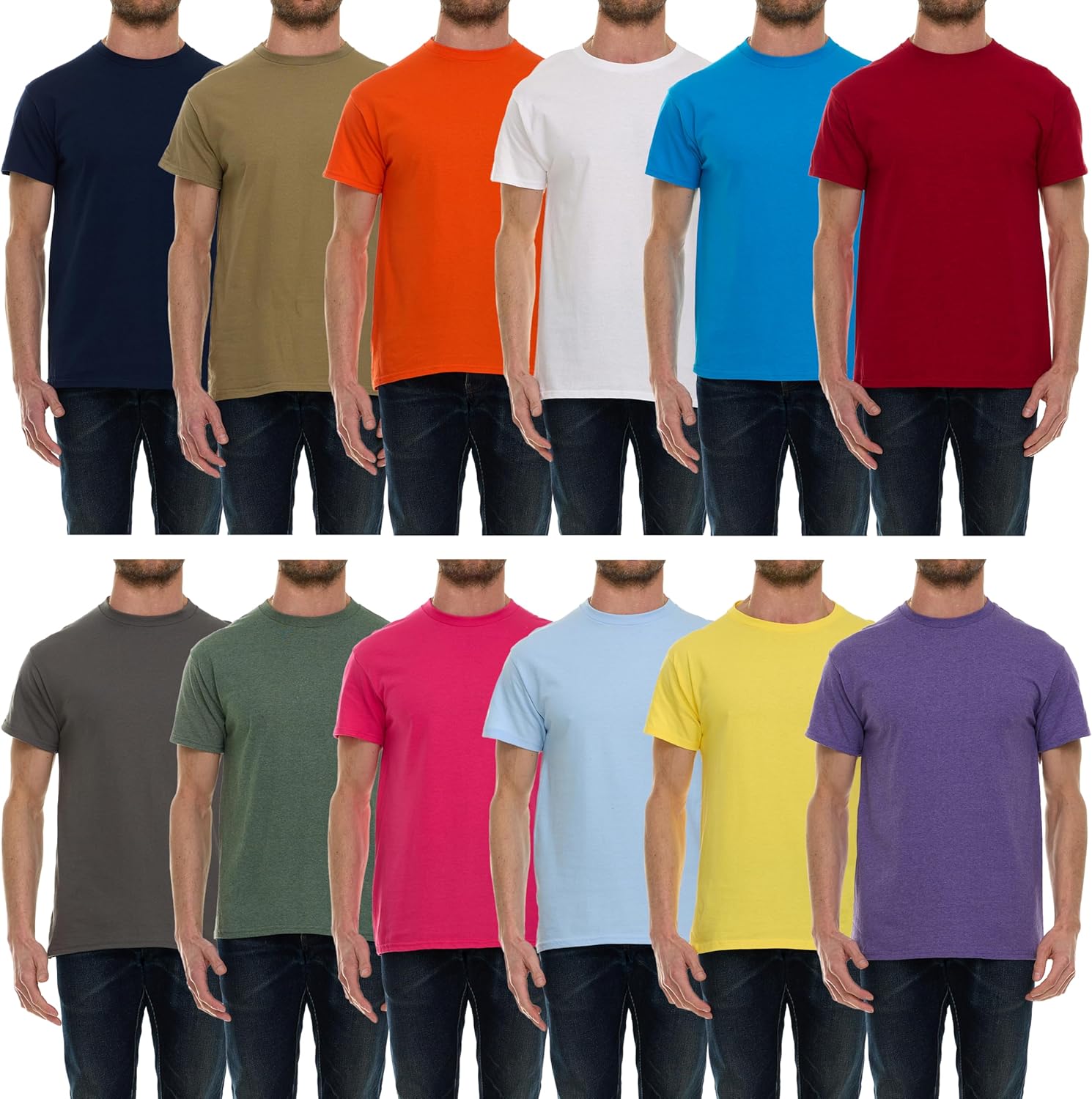 Plus Size Men's Cotton T-Shirts Bulk Big & Tall 12 Pack