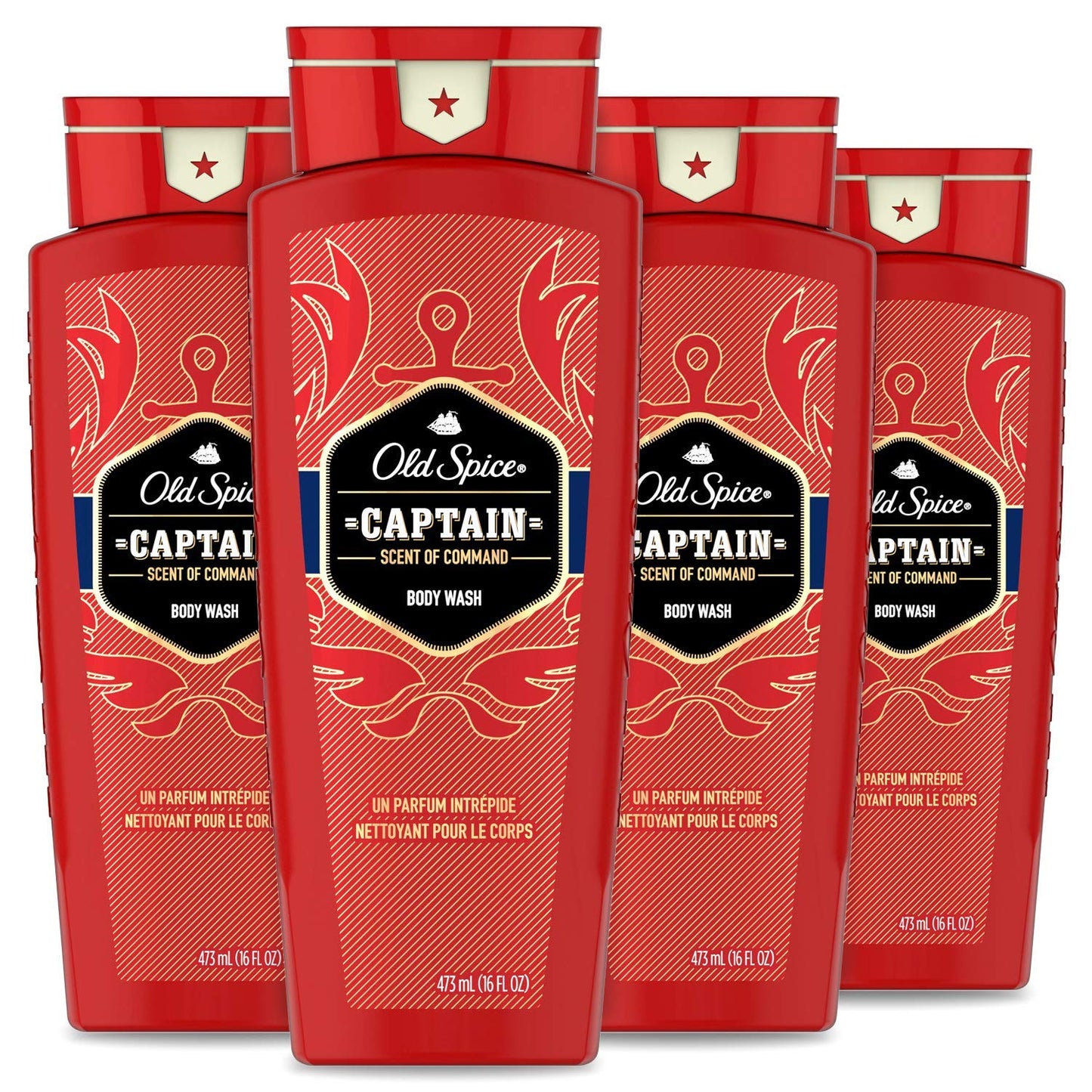Old Spice Red Collection Captain Scent Body Wash for Men, 4 Pack