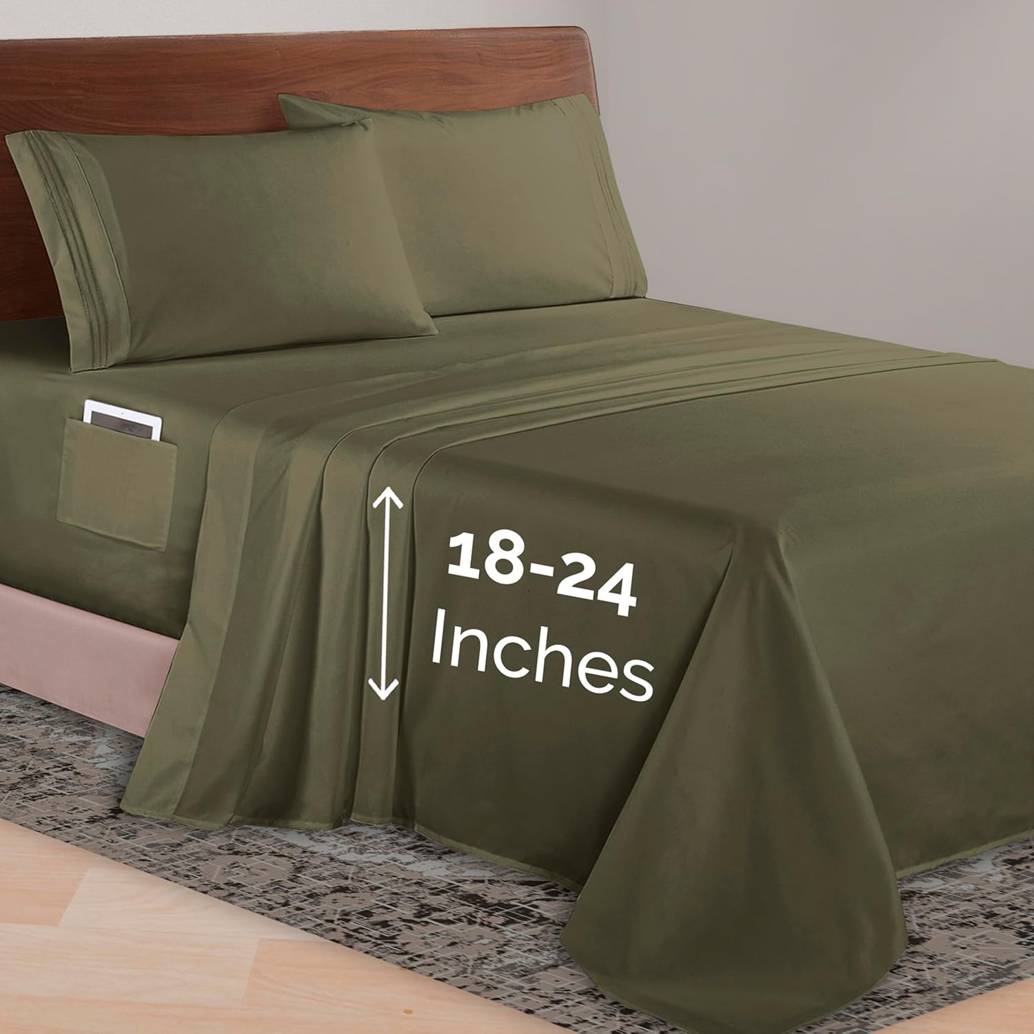 Premium Microfiber King Sheet Set for Extra Deep Mattresses 18-24ft