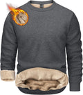 Men's Crewneck Sherpa Lined Sweatshirt - Heavyweight Warm Pullover