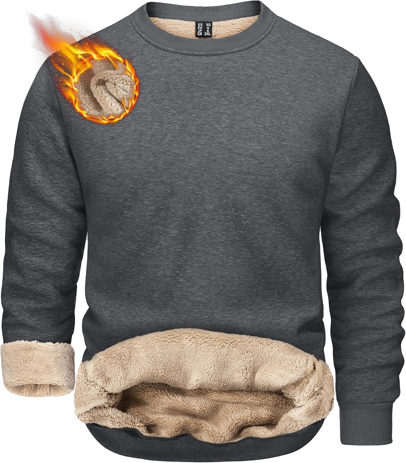 TACVASEN Men's Warm Sherpa Lined Thermal Sweatshirt for Winter
