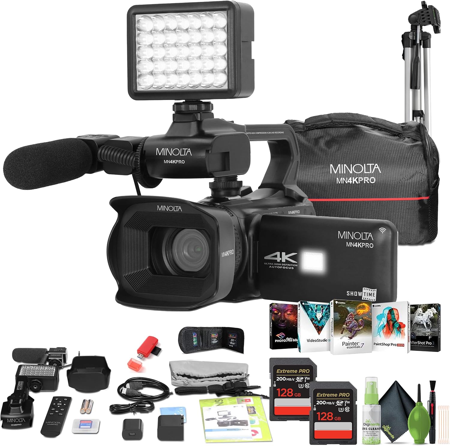 Minolta MN4KPRO 4K60FPS UHD Camcorder Kit with Essential Gear