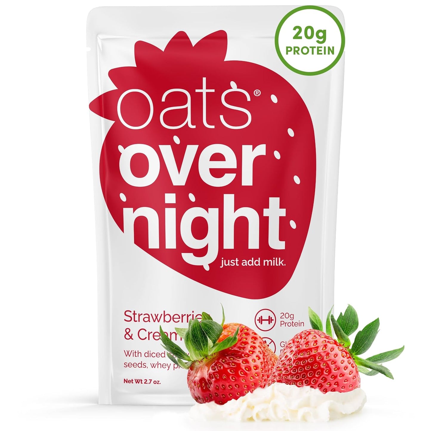 Oats Overnight Strawberries & Cream Breakfast Shake - 20g Protein