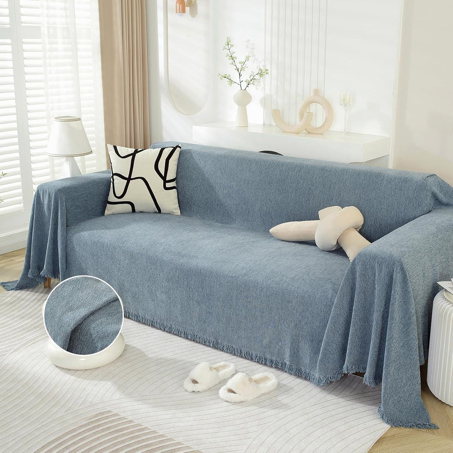 DREAMINGO Modern Minimalism Couch Cover for 3 Cushion Sofa