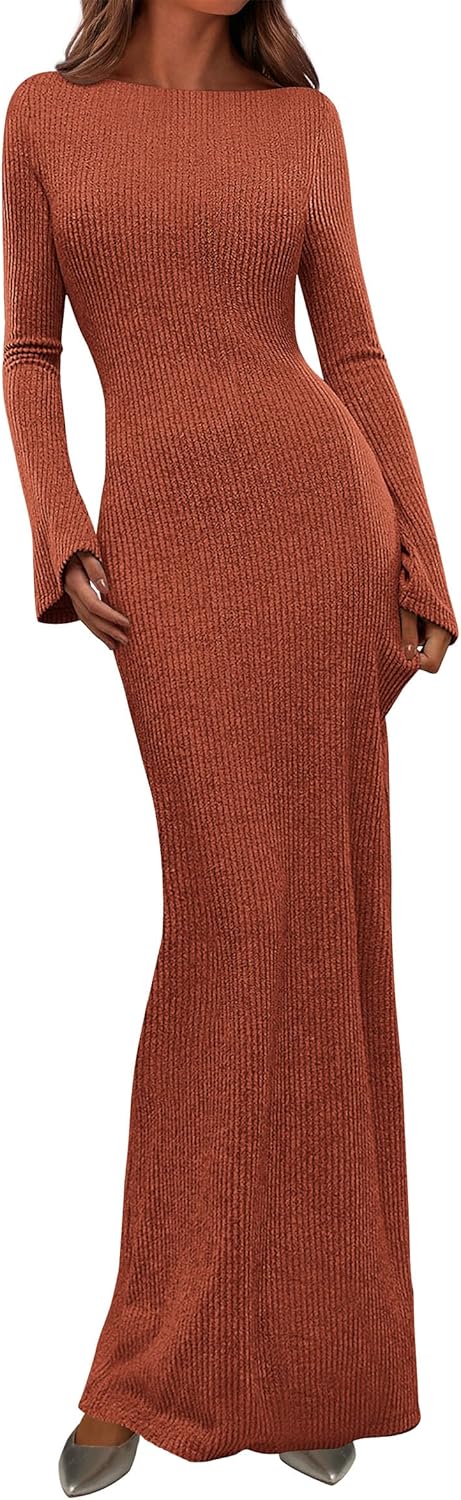 PRETTYGARDEN Women's Fall Fashion Long Sleeve Maxi Dress