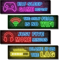 4 Pcs Printed Neon Gaming Posters for Boys Room - Fun Gamer Wall Art