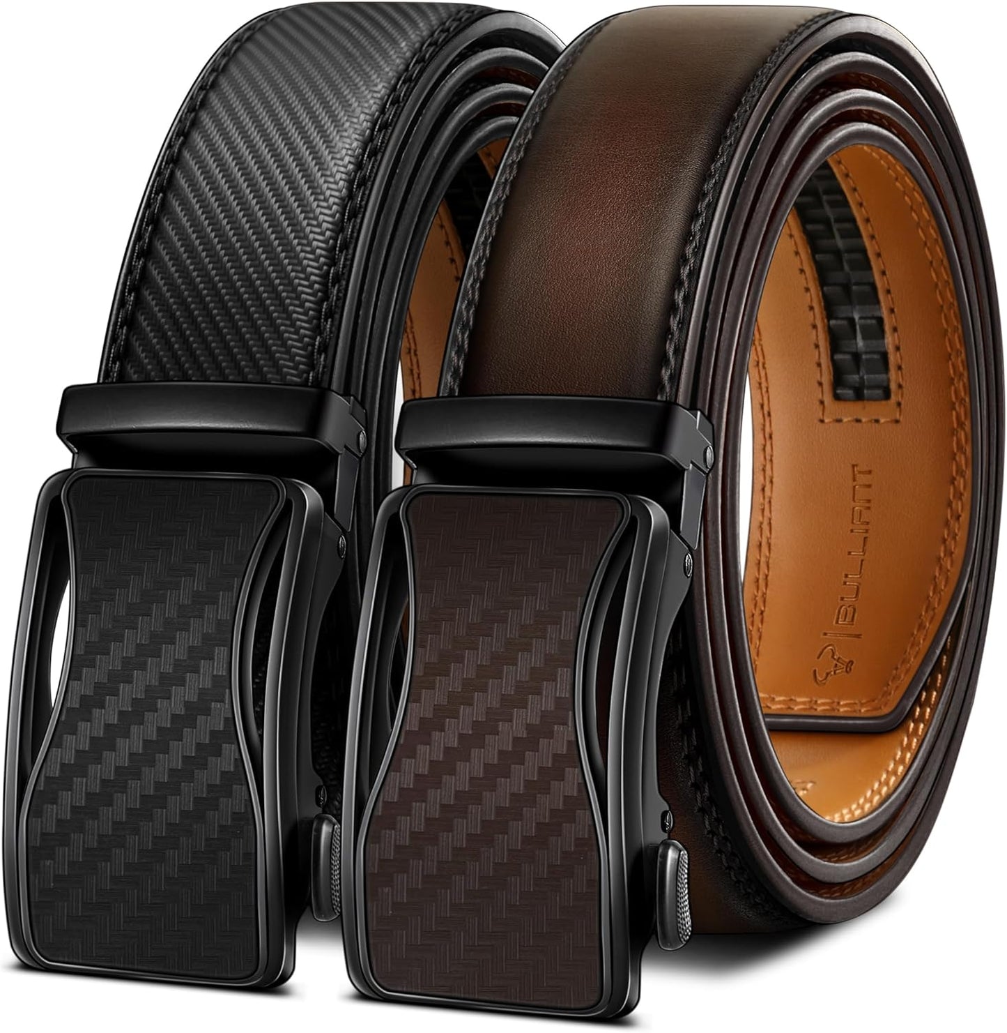 BULLIANT Men Belts 2 Pack Adjustable Ratchet Sliding Belts