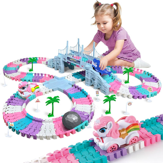 194 PCS Race Car Track for Kids Ages 4-8, Fun Toy Set