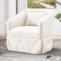 Swivel Accent Chair, Comfy Barrel 360 Chenille Reading Chair - Cream
