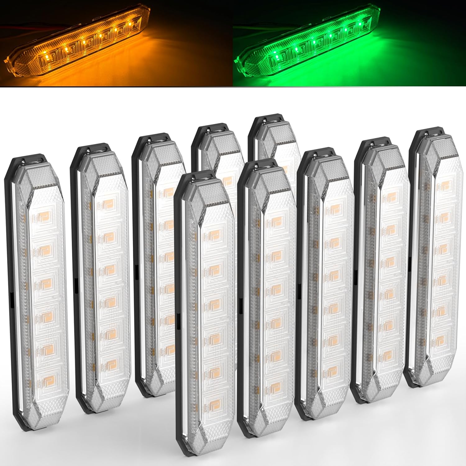 PSEQT 4.7ft' Dual Color Amber Green Trailer Marker LED Lights