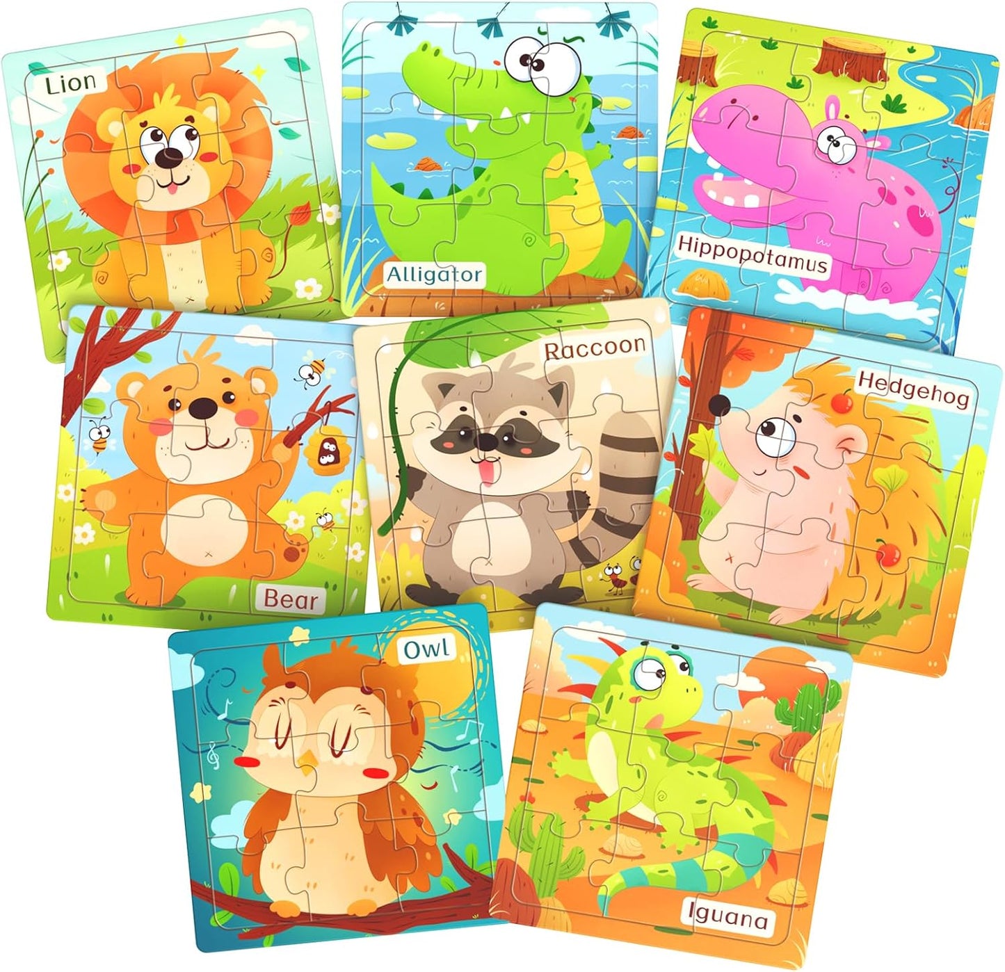 Zeoddler Wooden Animal Puzzles - Preschool Learning Fun
