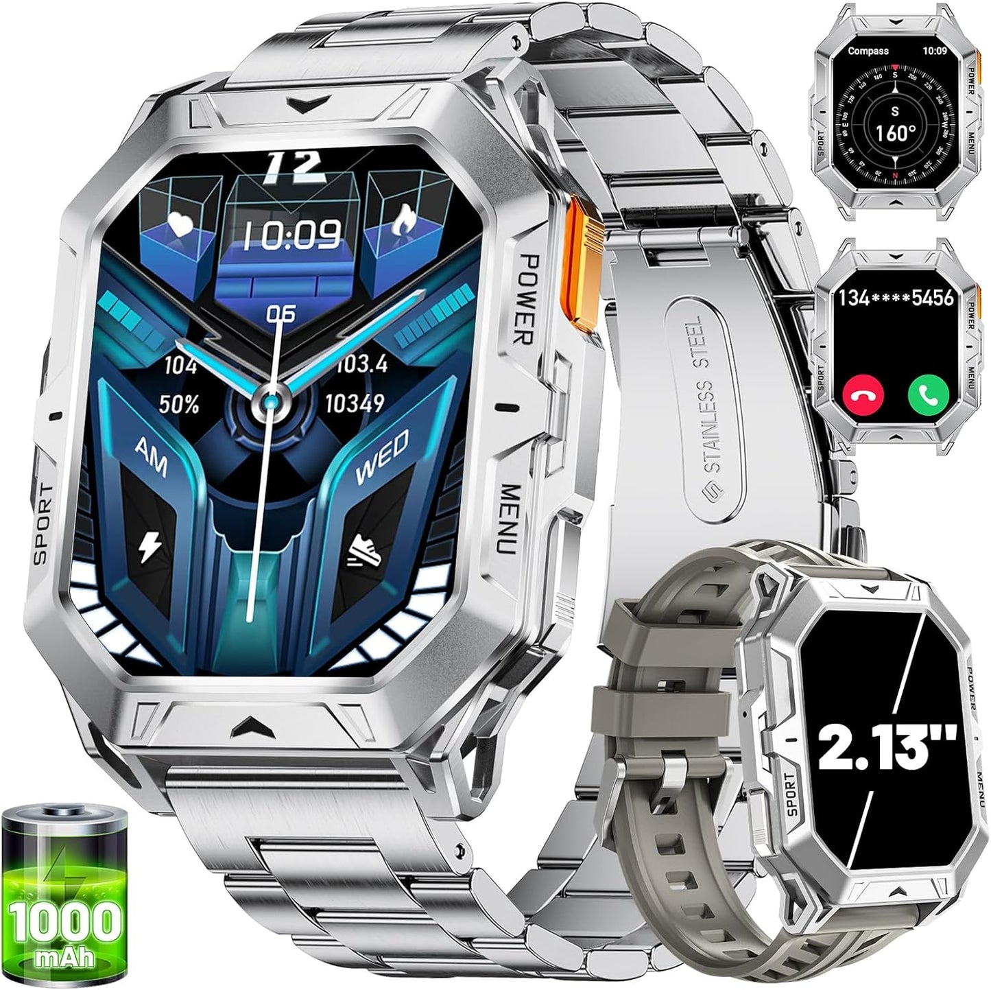LIGE Smart Watch for Men with 2.13 AMOLED Screen & 110 Sports Modes