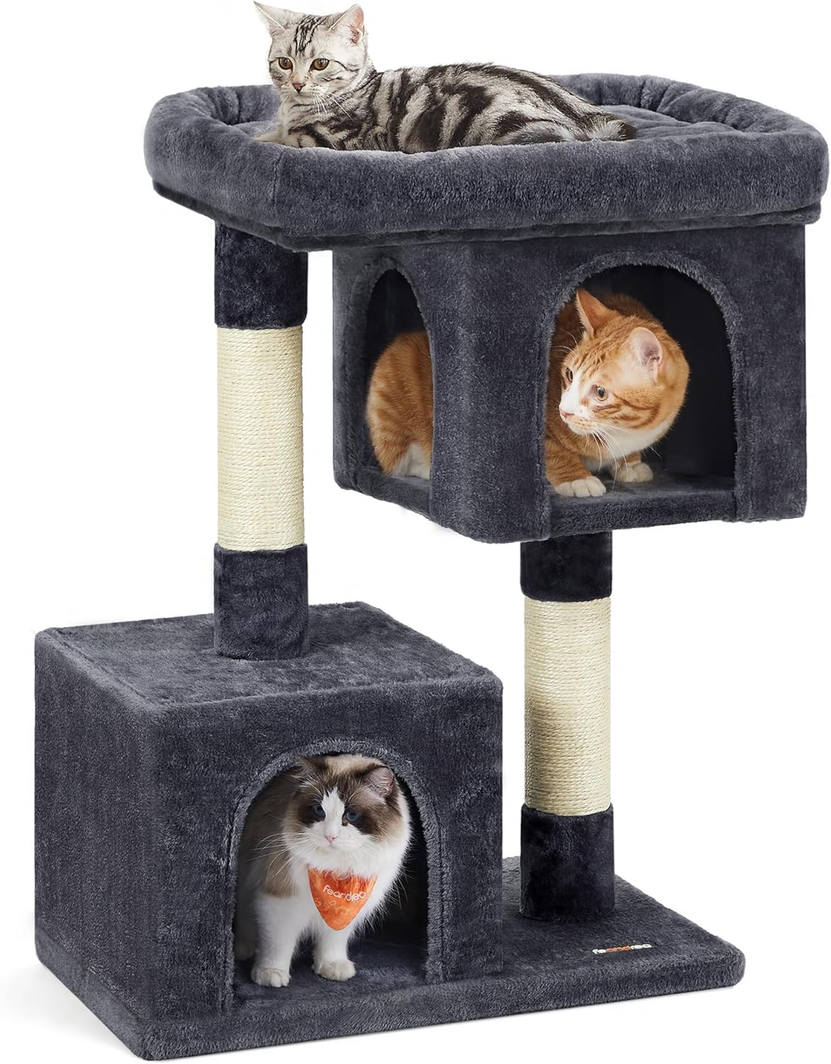 Feandrea Cat Tree for Large Cats with 2 Cat Caves and Perch