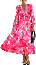 Women's Midi Dress with Floral Print by PRETTYGARDEN for Fall Fun
