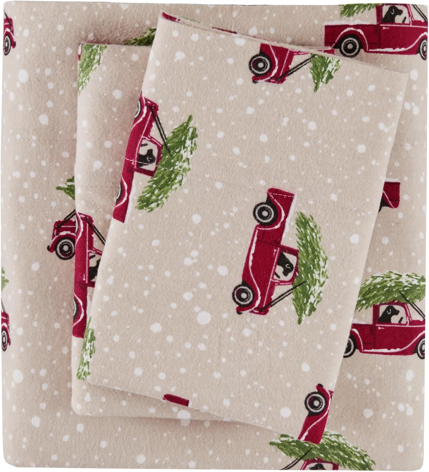 Woolrich Cotton Sheet Set with Charming Car Print for Cozy Nights