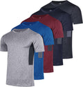 Mens Short Sleeve Dry Fit T-Shirts 5 Pack - Moisture Wicking Crew on