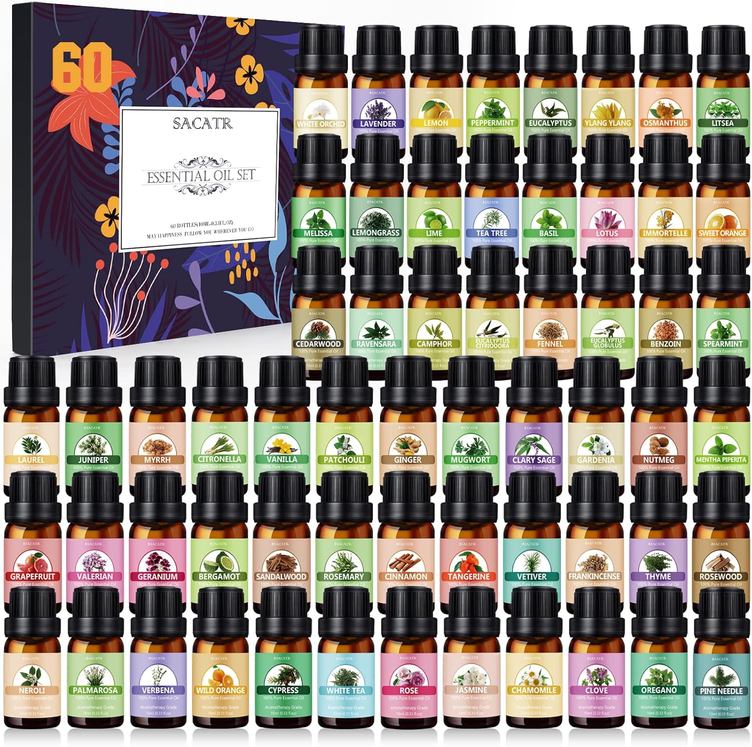 Essential Oil Set for Diffuser, Massage, Soap, and More