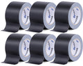 6 Pack Gaffers Tape 3 Inch Black - Professional Matte Gaff Tape
