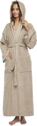 Arus Women's Hooded Classic Bathrobe Turkish Cotton Robe - Soft Robes