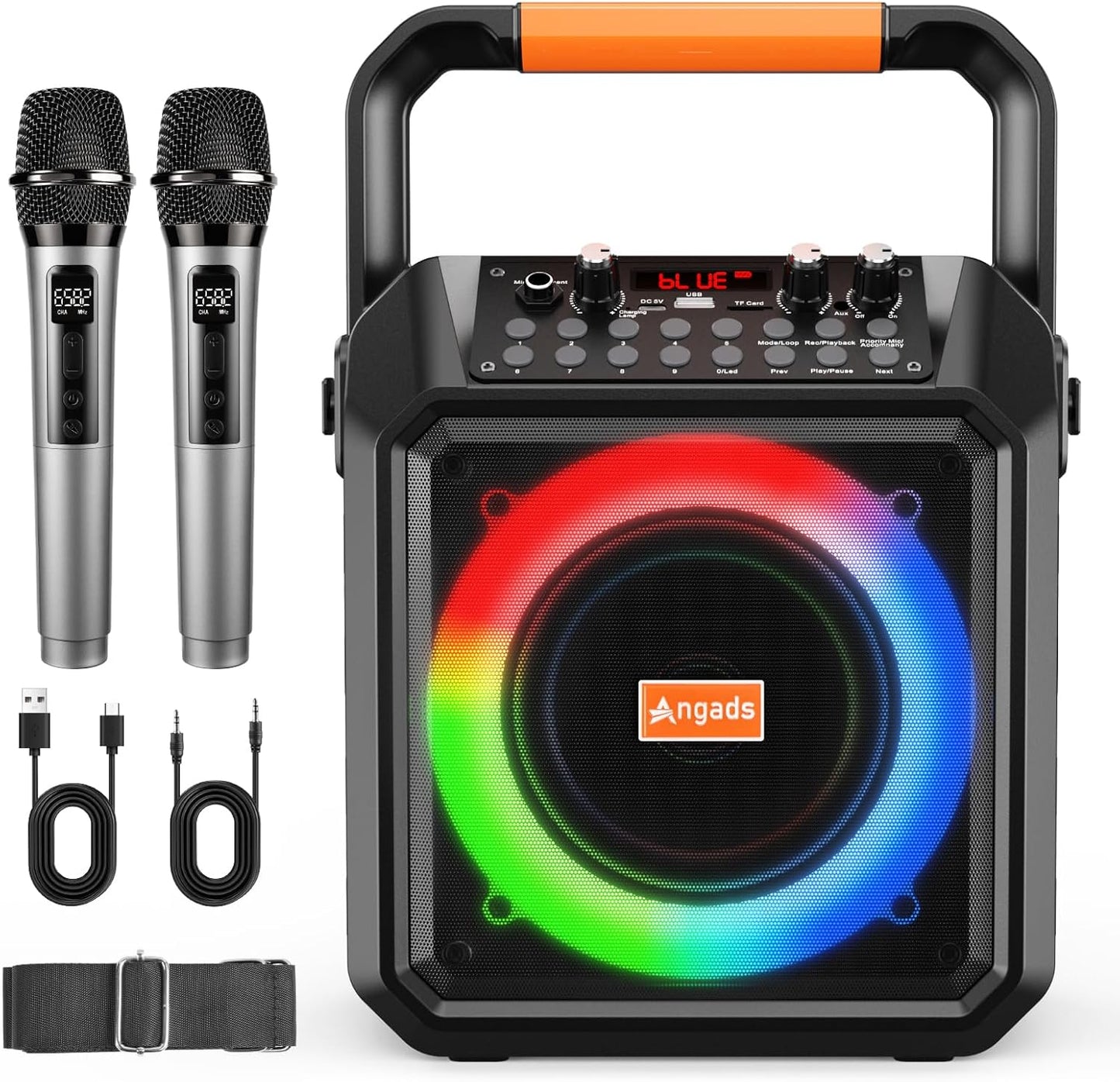 Portable Karaoke Machine with Bluetooth Speaker & 2 Microphones