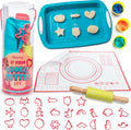 Cookie Cutter Set for Kids - 24 Shapes with Rolling Pin and Mat