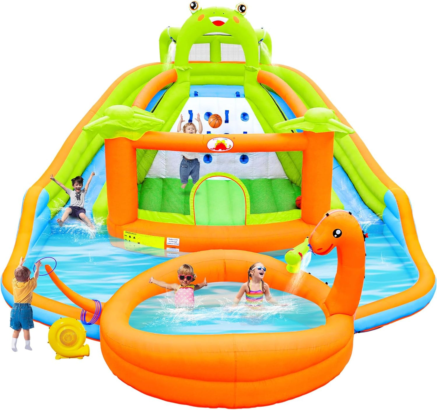 Inflatable Water Double Slides Park with Blower for Kids Fun