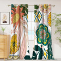 100% Blackout Boho Floral Curtains 108 in Extra Long - Room Darkening