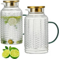 Vintage Glass Pitcher with Lid, 84 oz Borosilicate Carafe