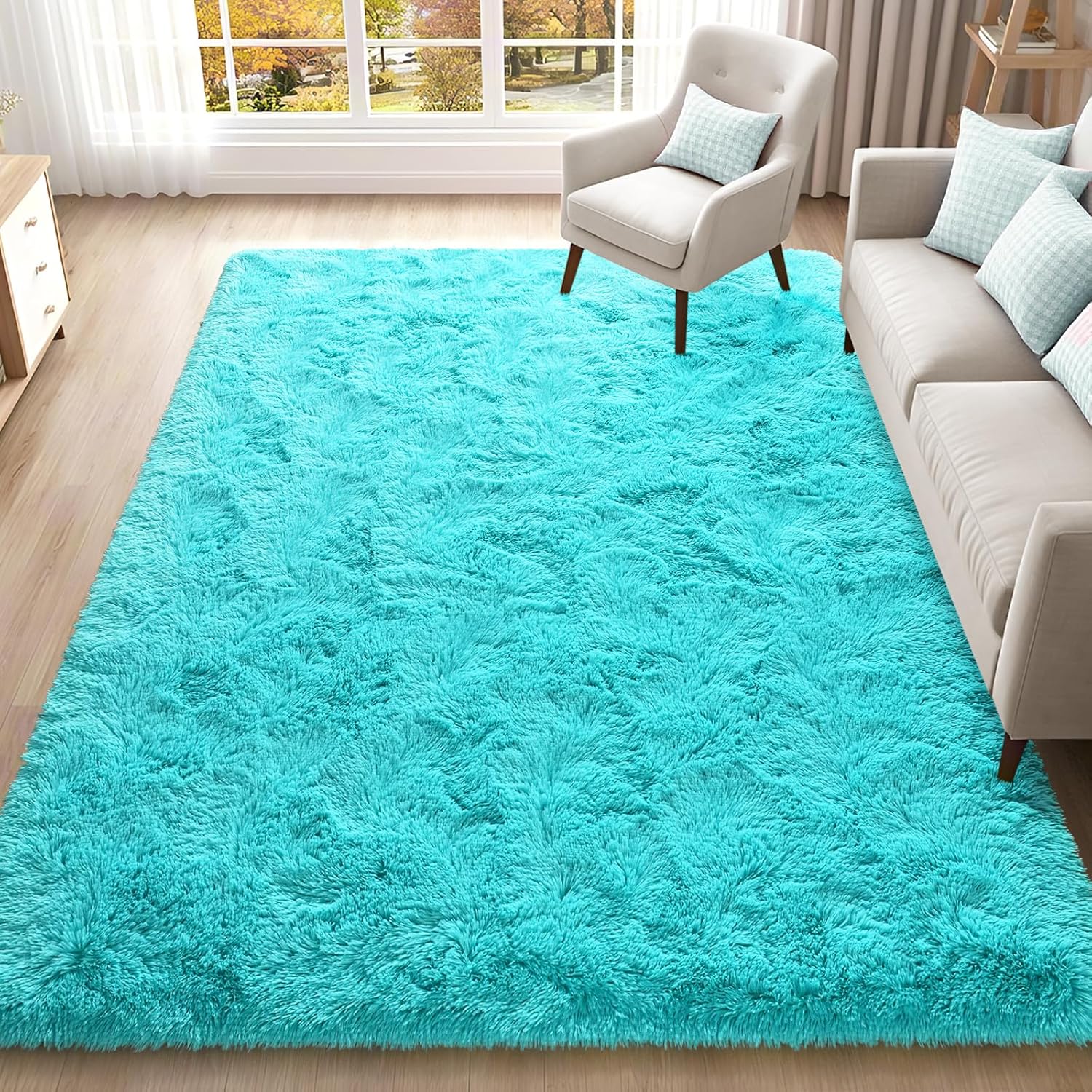 ISEAU 5x8 Area Rug: Soft Shaggy Carpet for Living Room & More