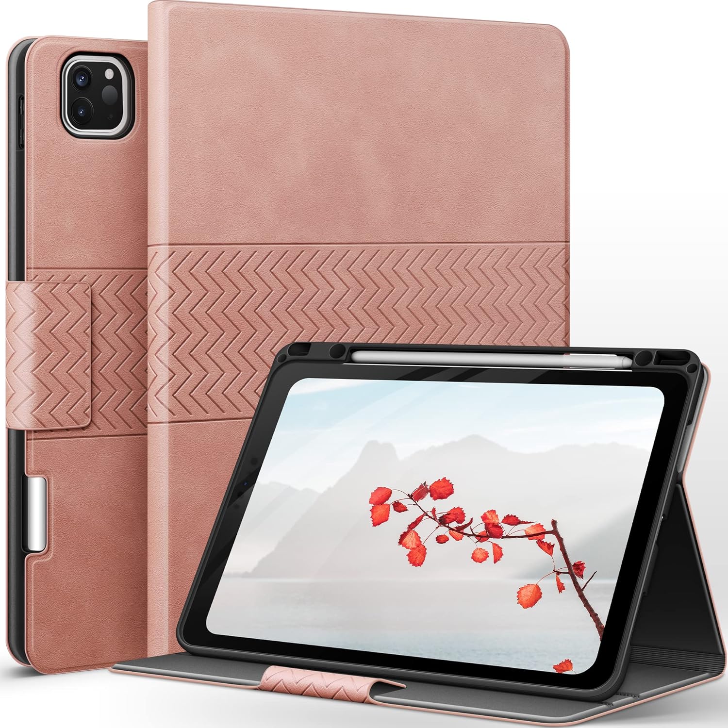 Durable Leather Stand Cover for iPad Pro 12.9 with Pencil Holder