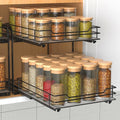 2-Tier Spice Rack Pull Out Cabinet Organizer - Adjustable Metal