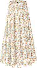 Women's Chiffon White Flowy Maxi Skirt Boho Fall Pleated A Line NiPaMi