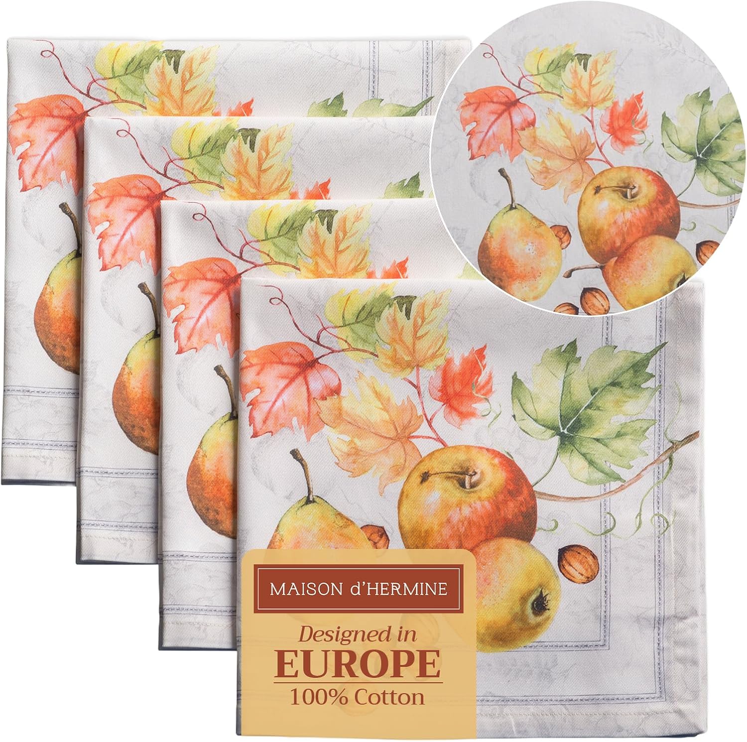 Maison d' Hermine 100% Cotton Dinner Napkins Set - Elegant Cloth for Dining & Parties