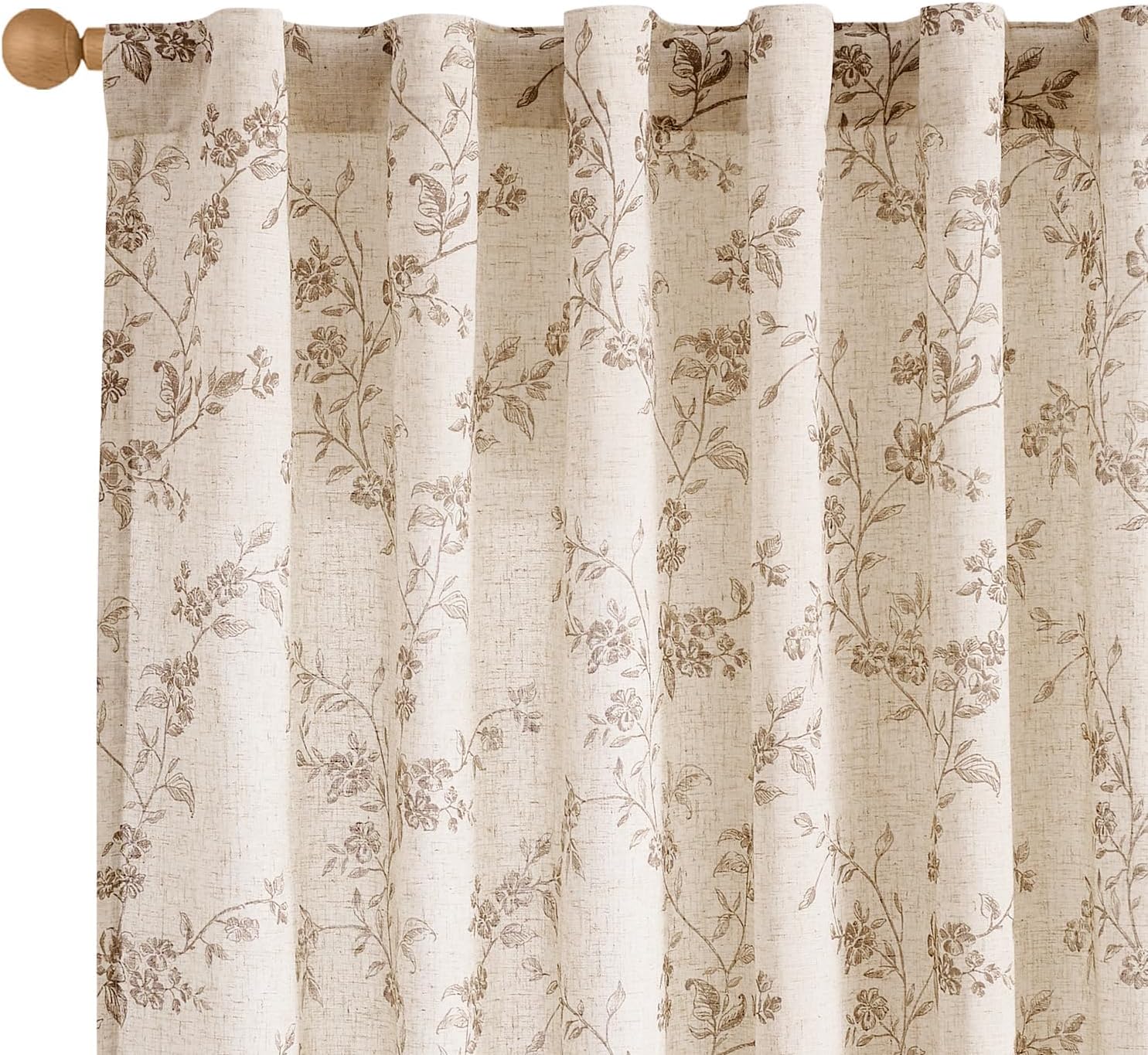 Linen Floral Curtains for Living Room and Bedroom Decor