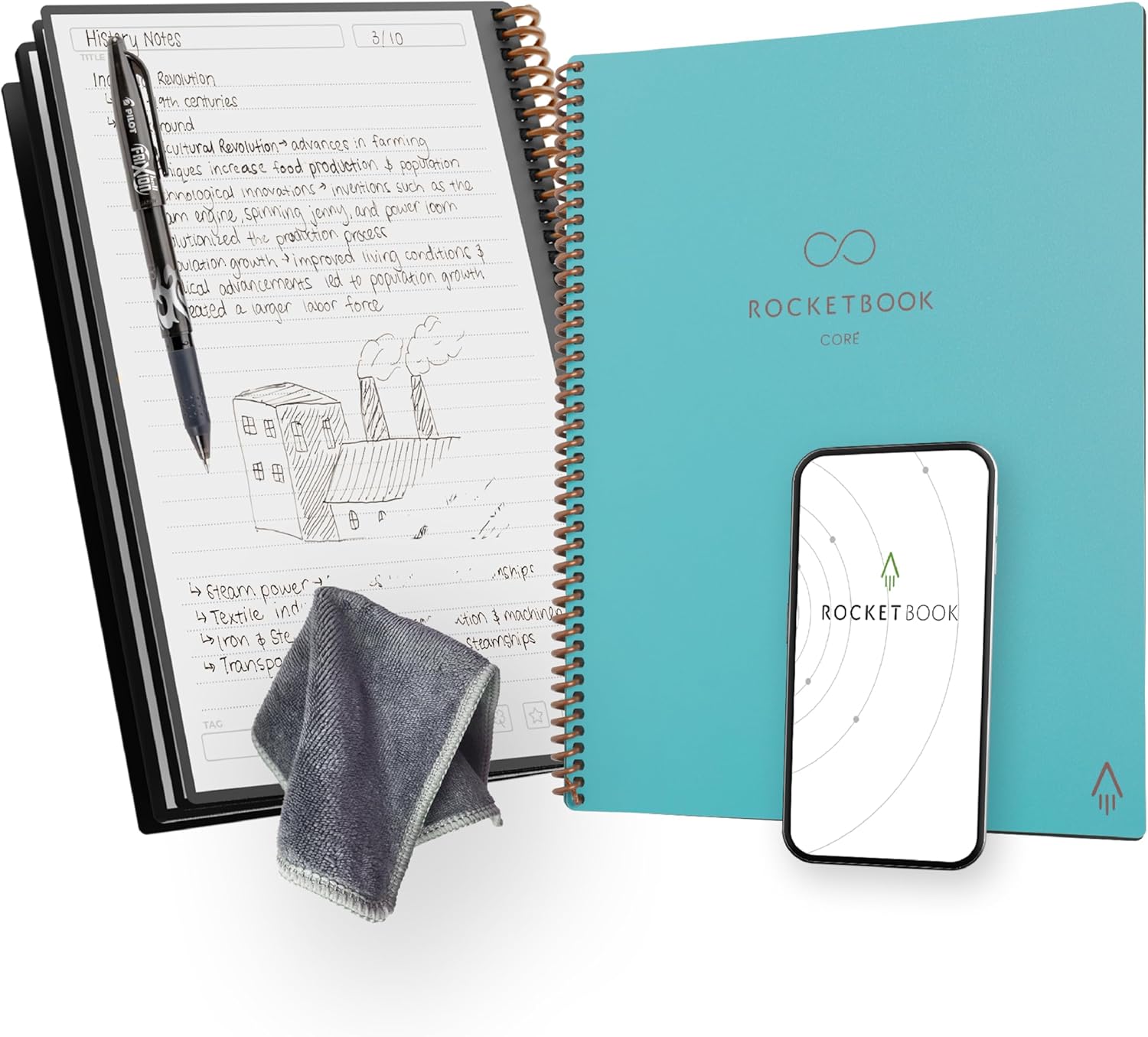 Rocketbook Reusable Spiral Notebook - App-Connected & Erasable!