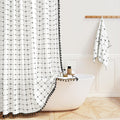 BTTN 78 in Long Shower Curtain - Boho Farmhouse Linen Tassel Curtain