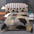 Ginkgo biloba Full Size Comforter Set Black White and Gold - Stylish
