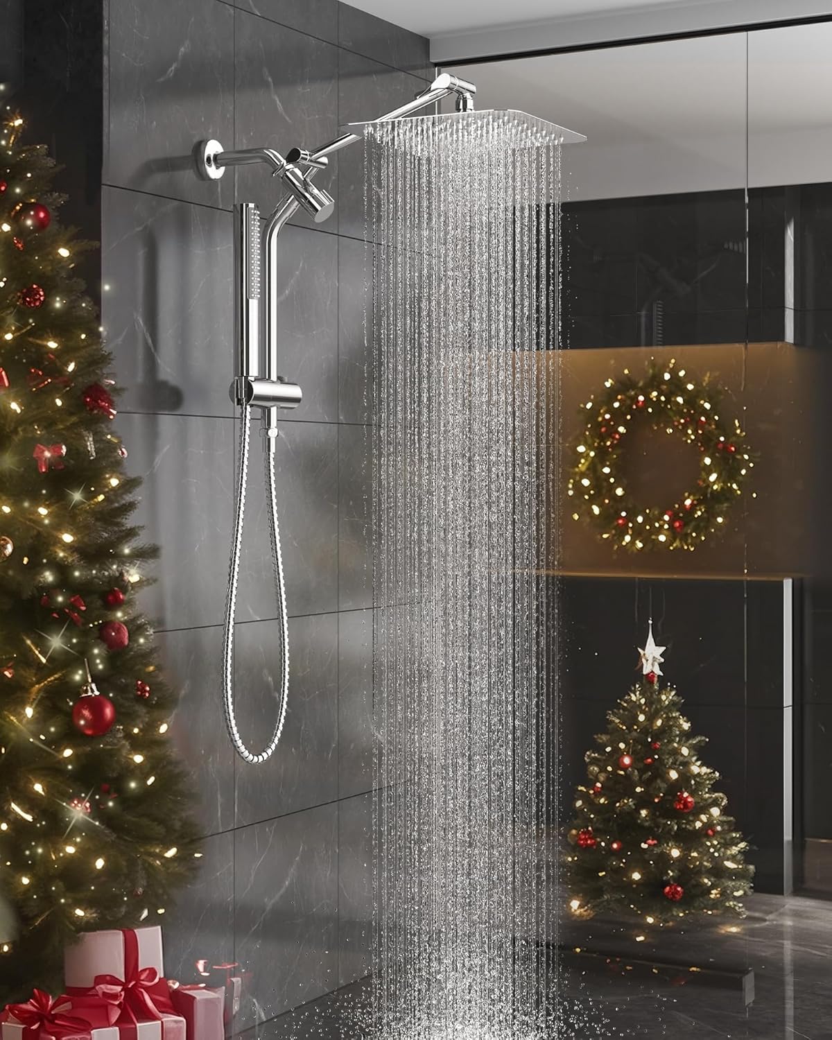 Veken 10ft' All Metal Rain Shower Head with Handheld Spray Combo